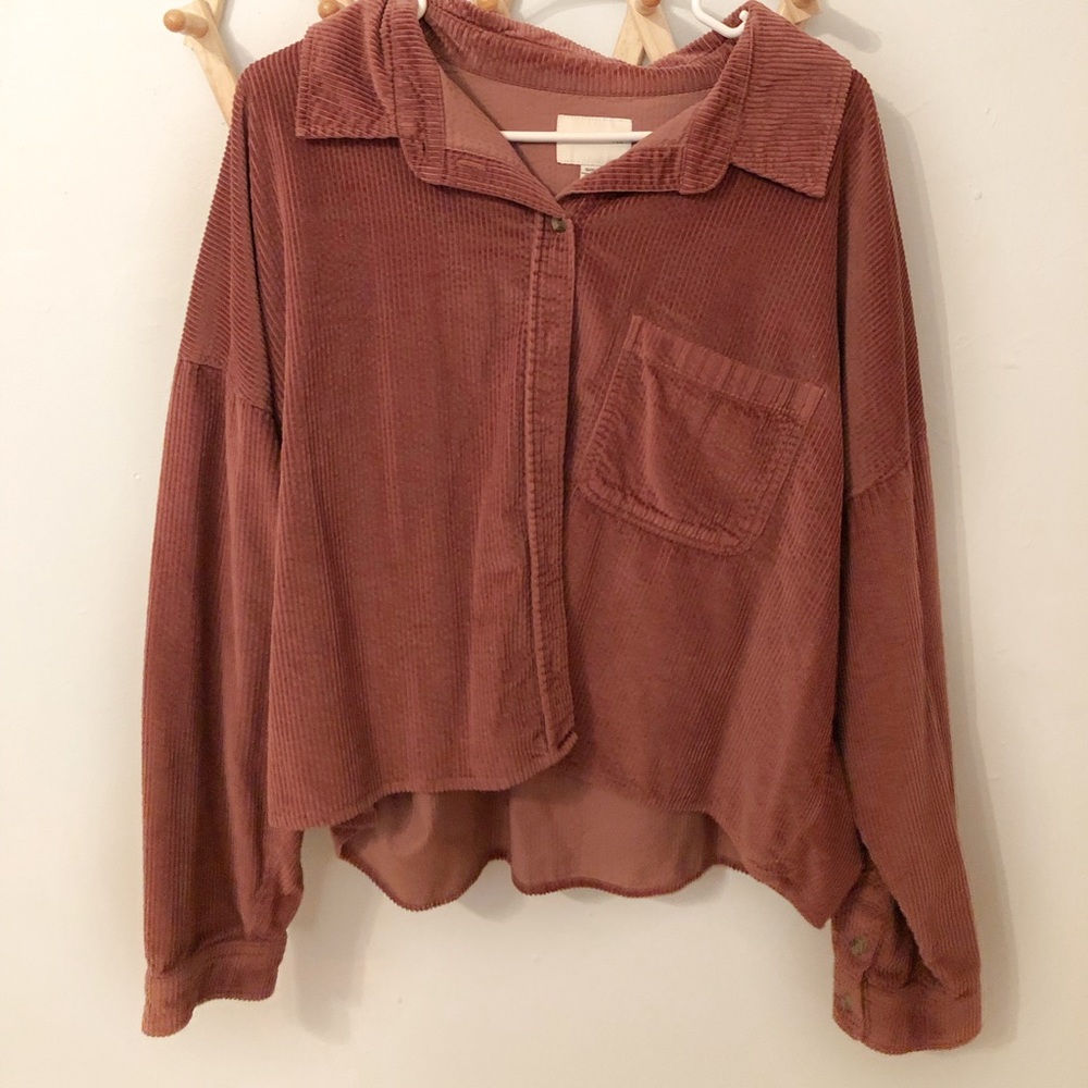 American Eagle button up, XXL, maroon